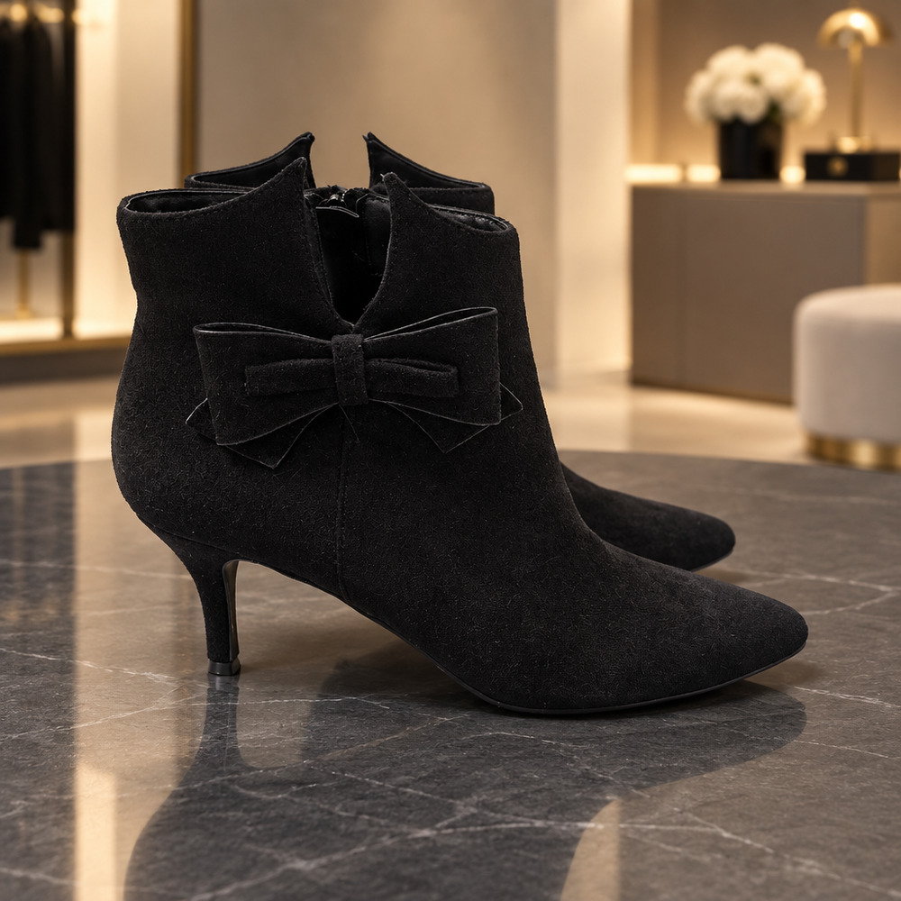 NWOB Faux Suede High Heel Pointed Toe Booties 3" Pumps Stilettos Size US 9.5